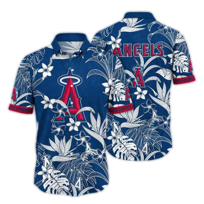 Los Angeles Angels Floral Leaf Hawaiian Shirt 1