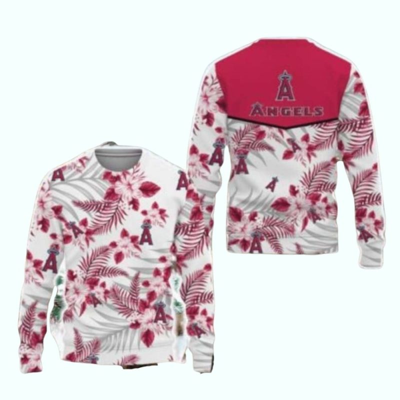Los Angeles Angels Floral Leafs Ugly Sweater 1