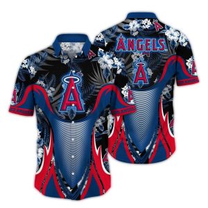 Los Angeles Angels Floral Leaf Hawaiian Shirt For Fans And Casual Wear