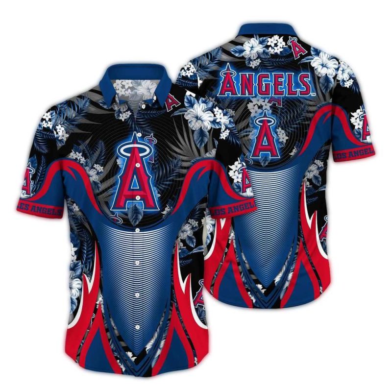 Los Angeles Angels Floral Leafs Uniform Hawaiian Shirt 1