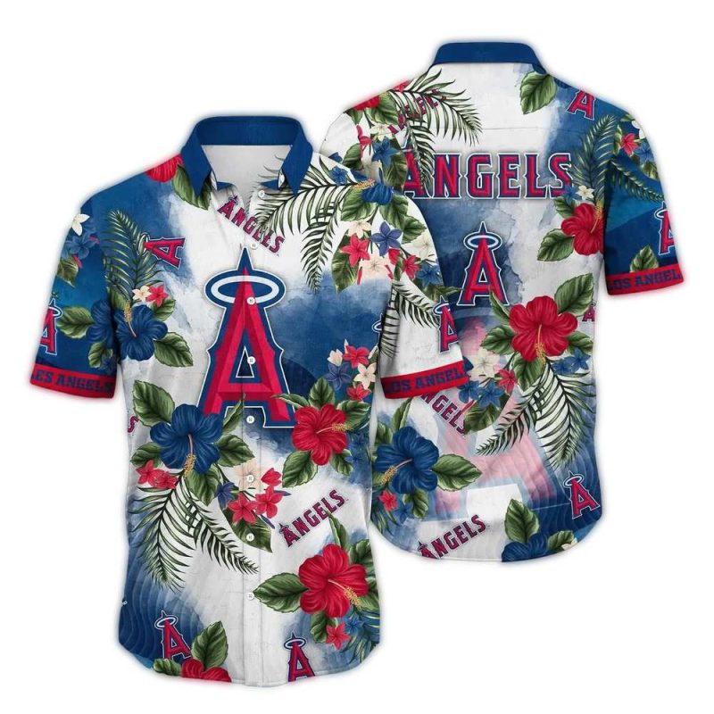 Los Angeles Angels Flower Pattern Summer Vacation Hawaiian Shirt 1