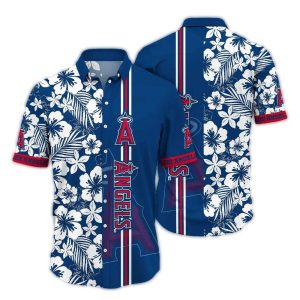 Vintage Los Angeles Angels Floral Stripe Hawaiian Shirt For Summer Fun
