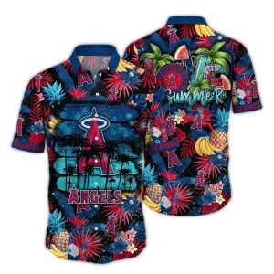 Los Angeles Angels Tropical Fruit Pattern Hawaiian Shirt For Beach Days