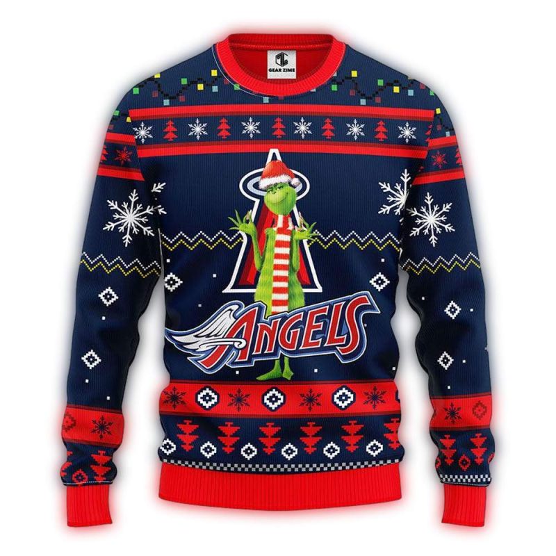 Los Angeles Angels Funny Grinch Santa Christmas Ugly Sweater 1