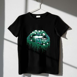 Los Angeles Angels Green Shamrock Lips T-Shirt For St Patrick'S Day
