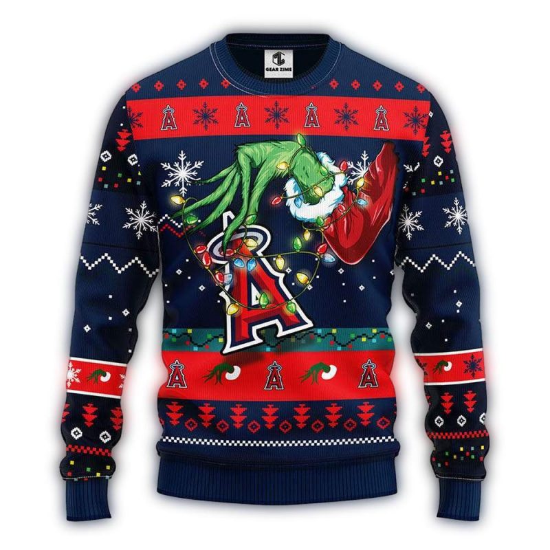 Los Angeles Angels Grinch Light Christmas Ugly Sweater 1