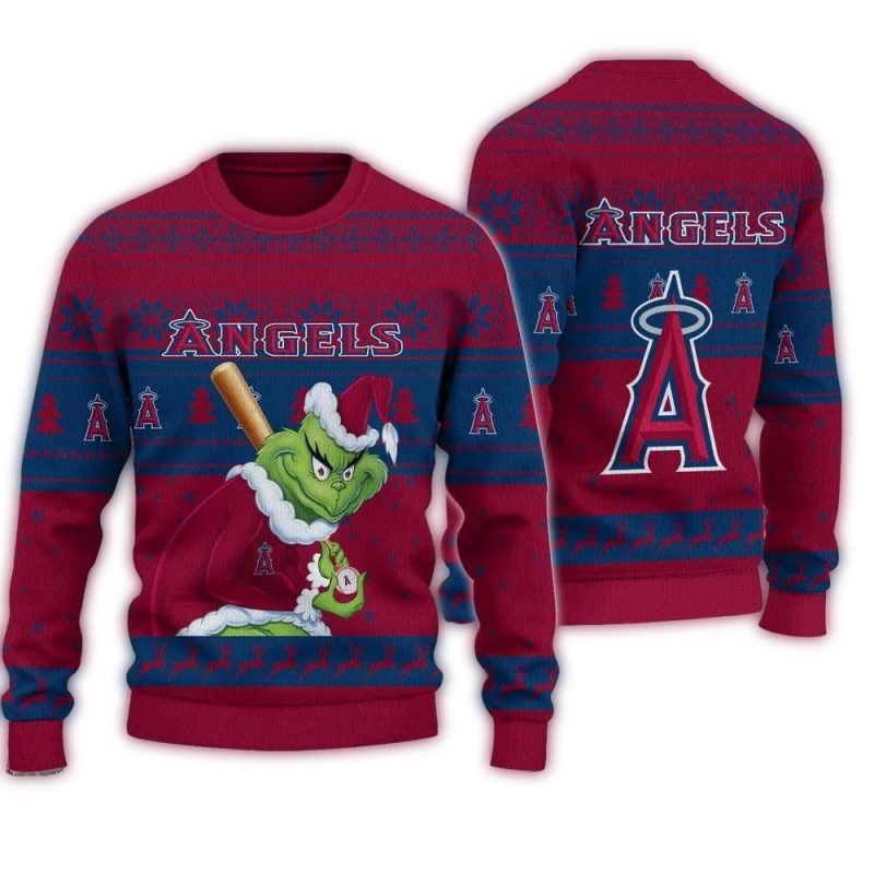 Los Angeles Angels Grinch Stolen Hat Christmas Ugly Sweater 1