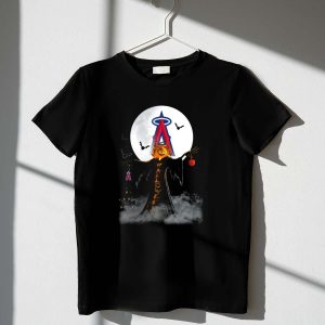 Los Angeles Angels Halloween Jack O'Lantern Bat Moon T-Shirt For Fans