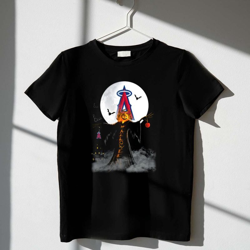 Los Angeles Angels Halloween Jack O Lantern with Bats and Moon T Shirt t shirt 1 1