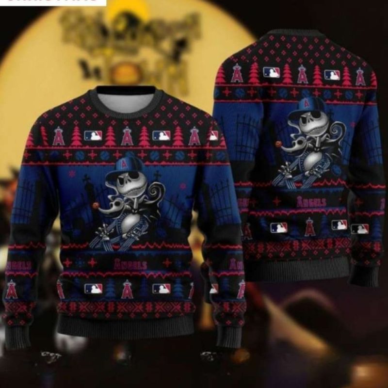 Los Angeles Angels Halloween Skeleton Christmas Ugly Sweater 1