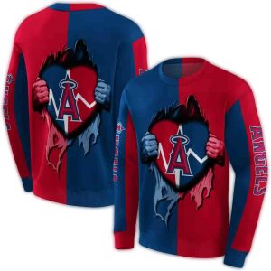 Los Angeles Angels Heartbeat Graphic All Over Print Sweatshirt