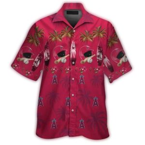 Los Angeles Angels Tropical Hawaiian Shirt With Surf Helmet Design