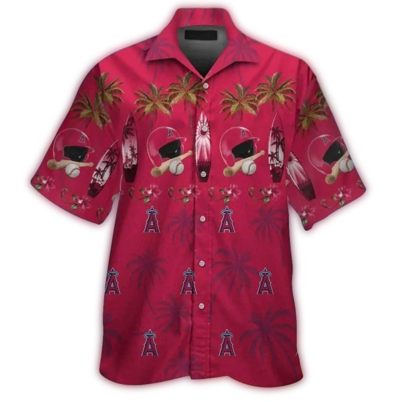Los Angeles Angels Helmet Surf Tropical Hawaiian Shirt 1