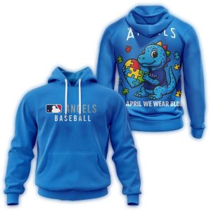 Los Angeles Angels In April We Wear Blue All Over Print Hoodie
