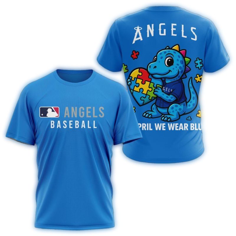 Los Angeles Angels In April We Wear Blue AOP T Shirt 1