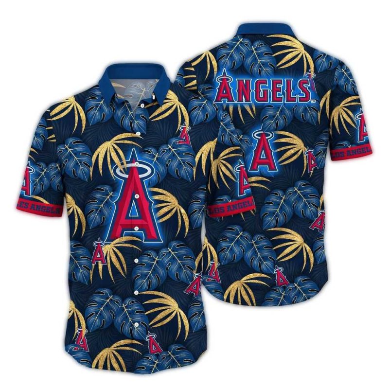 Los Angeles Angels Leafs Pattern Summer Vacation Hawaiian Shirt 1