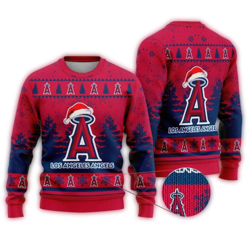 Los Angeles Angels Logo Hat Santa Christmas Ugly Sweater 1