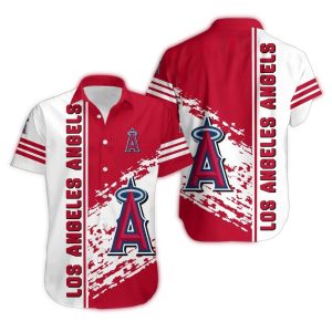 Los Angeles Angels Heart Stripe Hawaiian Shirt - Perfect Summer Style