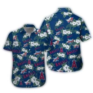 Los Angeles Angels Floral Pattern Hawaiian Shirt For Casual Summer Style
