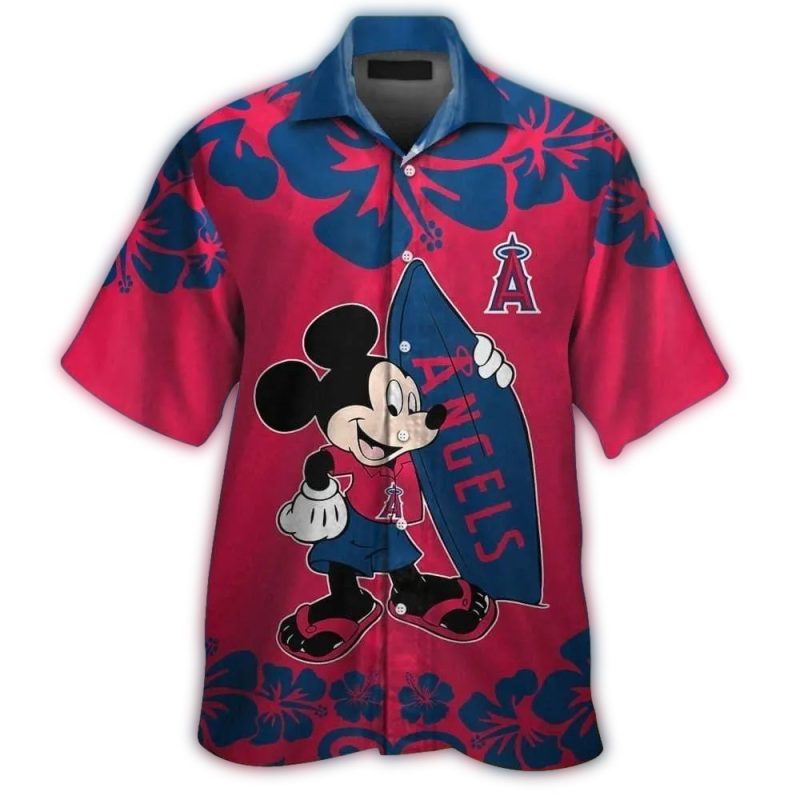 Los Angeles Angels Mickey Mouse Surf Tropical Hawaiian Shirt 1