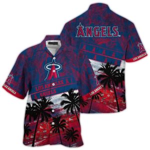 Los Angeles Angels Tropical Hawaiian Shirt With Palm Tree Design