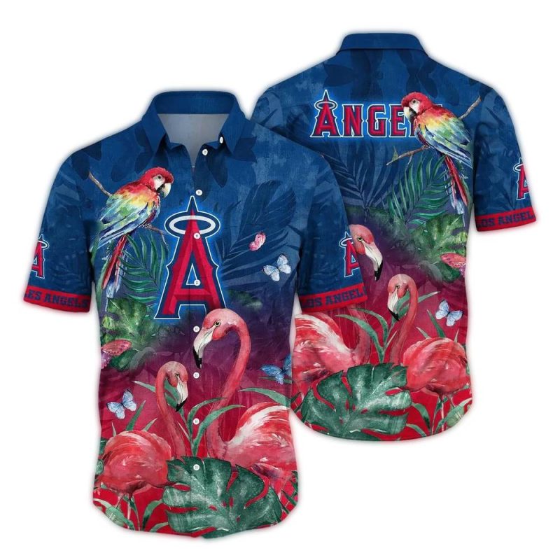Los Angeles Angels Parrot and Flamingo Art Hawaiian Shirt 1