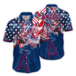 Patriotic Fireworks Hawaiian Shirt - Los Angeles Angels Fan Apparel