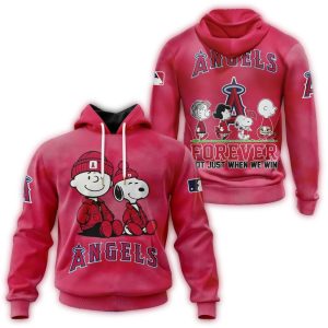 Los Angeles Angels Peanuts And Snoopy All Over Print Hoodie