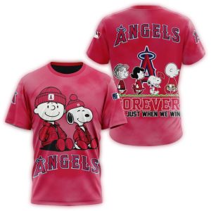Los Angeles Angels Peanuts And Snoopy All Over Print T Shirt