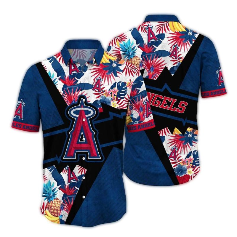 Los Angeles Angels Pineapple Leafs Pattern Hawaiian Shirt 1