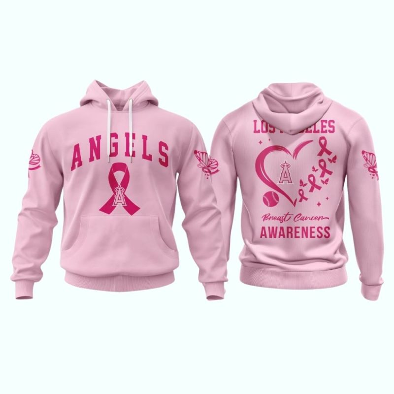 Los Angeles Angels Pink Breast Cancer Awareness AOP Hoodie 1