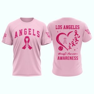 Los Angeles Angels Pink Breast Cancer Awareness All Over Print T Shirt