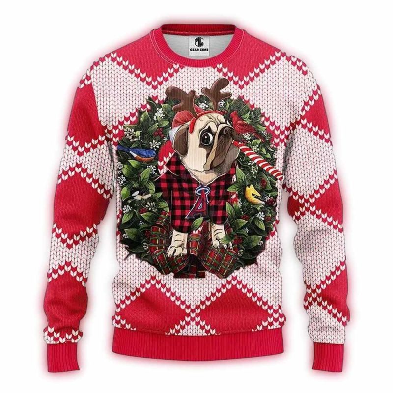 Los Angeles Angels Pub Dog Christmas Ugly Sweater 1