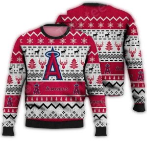 Los Angeles Angels Red & White Snowflake Christmas Sweater For Fans