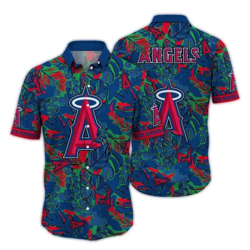 Los Angeles Angels Retro Leafs Pattern Hawaiian Shirt 1