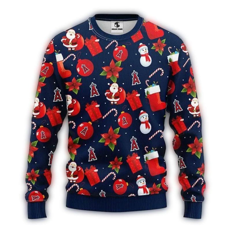 Los Angeles Angels Santa Claus Snowman Christmas Ugly Sweater 1