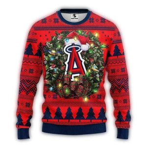 Los Angeles Angels Ugly Christmas Sweater With Santa Hat Design