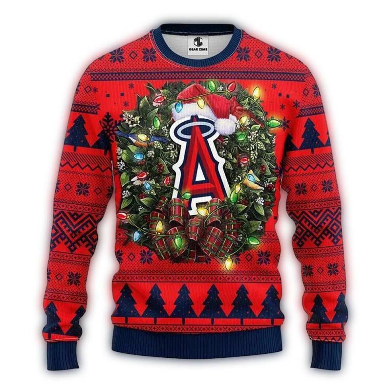 Los Angeles Angels Santa Hat Ugly Sweater 1