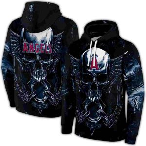 Los Angeles Angels Skull Artwork All Over Print Hoodie