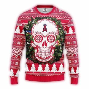 Los Angeles Angels Skull Flower Graphic Sweatshirt For Fans