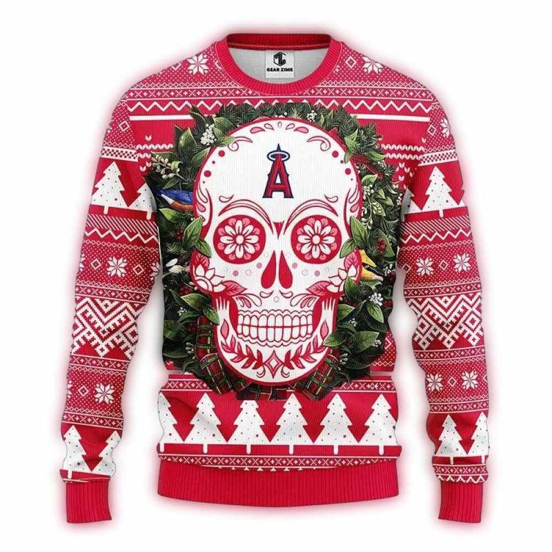 Los Angeles Angels Skull Flower Ugly Sweater 1