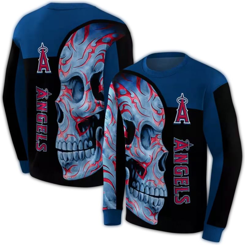 Los Angeles Angels Skull Motif AOP Sweatshirt 1