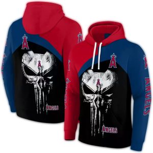 Los Angeles Angels Skull Punisher All Over Print Hoodie