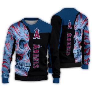 Los Angeles Angels Skull Swirl Ugly Christmas Sweater For Fans