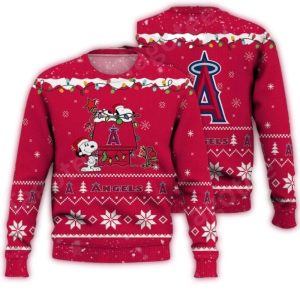 Los Angeles Angels Snoopy Christmas Sweatshirt - Festive Ugly Sweater