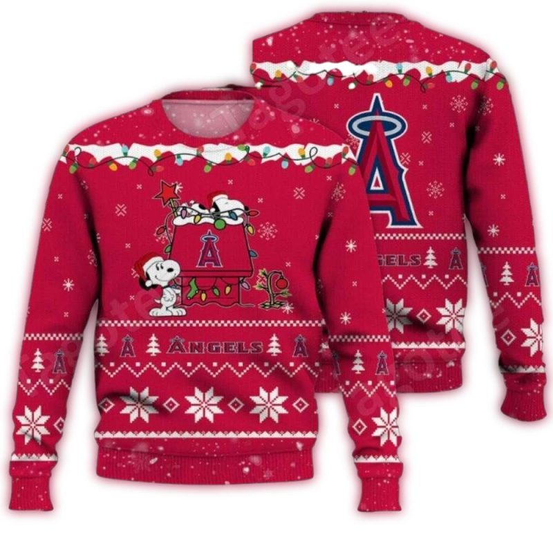 Los Angeles Angels Snoopy Christmas Ugly Sweater 1