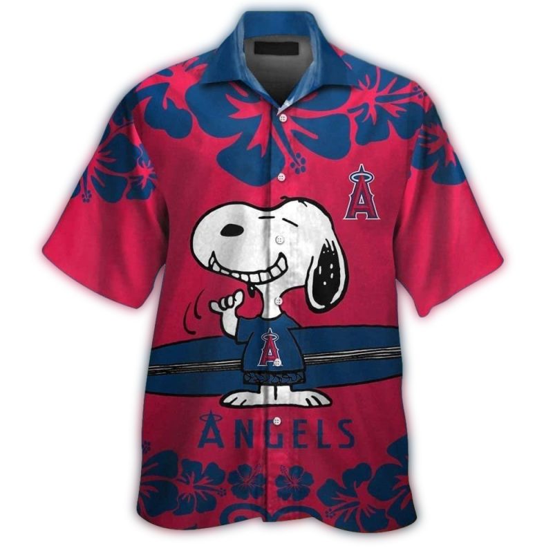 Los Angeles Angels Snoopy Surf Floral Hawaiian Shirt 1