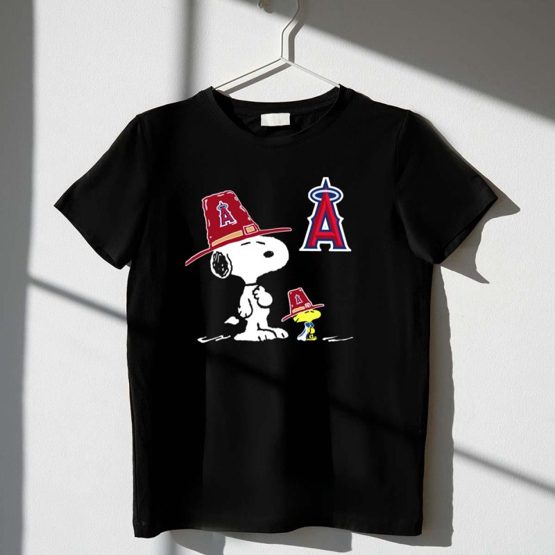 Los Angeles Angels Snoopy Woodstock Big Red Hat T Shirt t shirt 1 1
