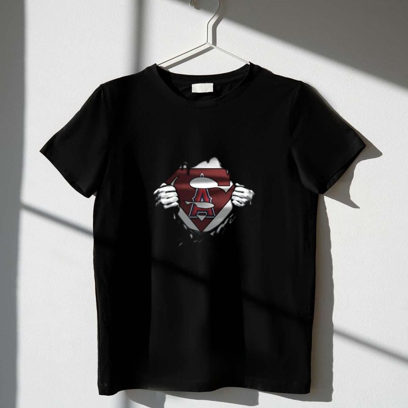 Los Angeles Angels Superman Logo Mashup for Baseball and Comic Fans T Shirt t shirt 1 1