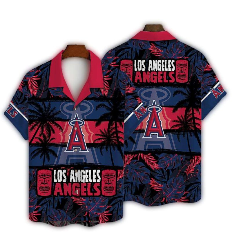 Los Angeles Angels Tiki Palm Trees Hawaiian Shirt 1